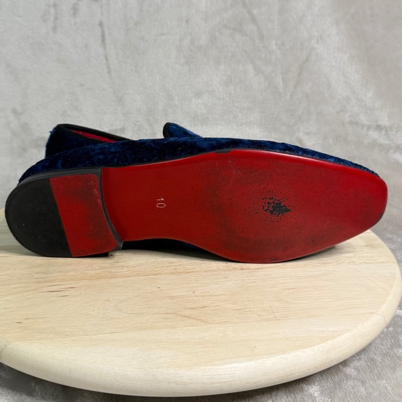 La Milano Broderick II Mens Blue Velvet Paisley Loafers Dress Shoes Size 10 main image 4